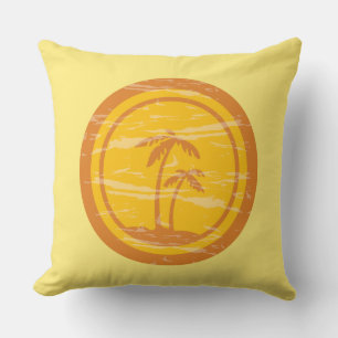Cojín Decorativo Retro Amarillo y Naranja La Vida es Mejor en la Pl