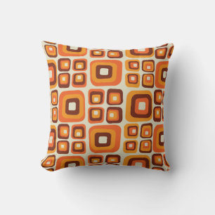 Cojín Decorativo Retro años 70 mediados de siglo Orange y marrón ge
