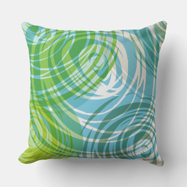 Cojín decorativo retro AQUA SPIRAL DE DISEÑO (Anverso)