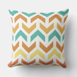 Cojín Decorativo Retro Arrows Chevron Naranja Oro Verde azulado
