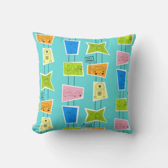 Cojín decorativo retro atómico kitsch (Anverso)