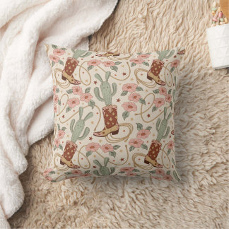 Cojín Decorativo Retro Boho Occidental Patrón de Cactus y Floral de