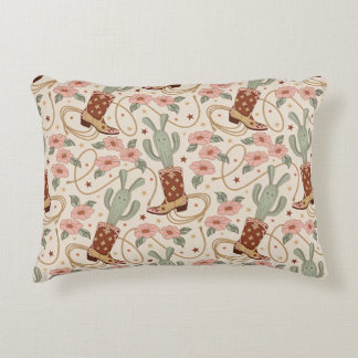 Cojín Decorativo Retro Boho Occidental Patrón de Cactus y Floral de
