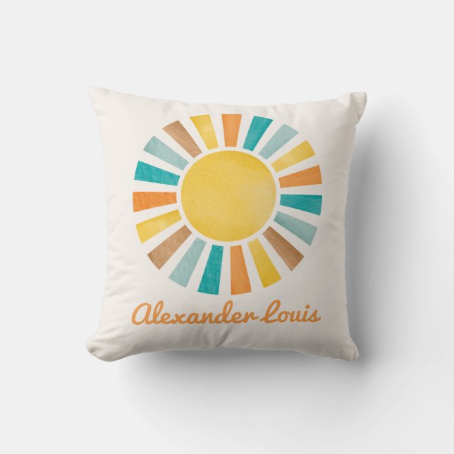 Cojín Decorativo Retro Boho Sunshine Baby Boy Nursery (Anverso)