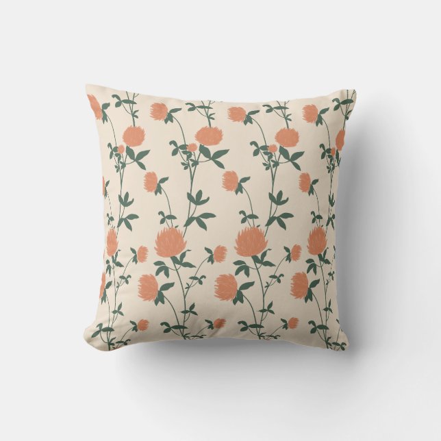 Cojín Decorativo Retro Botanical Meadow Clover | Sunbaked Clay (Anverso)
