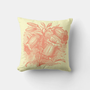 Cojín decorativo retro botánico floral cuadrado