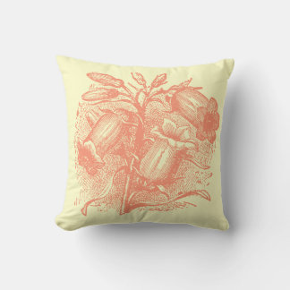 Cojín decorativo retro botánico floral cuadrado