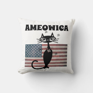Cojín Decorativo RETRO CAT AMEOWICA PATRIOTIC 4 JULIO Pillows