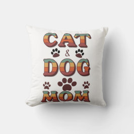 Cojín Decorativo Retro Cat and Dog Mom Throw Pillow