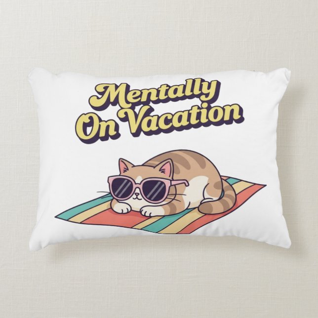Cojín Decorativo Retro Cat Mentally On Vacation Rectangular Pillow (Anverso)