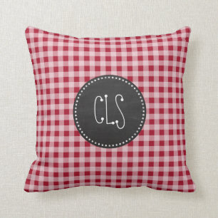 Cojín Decorativo Retro Chalkboard; Carmine Red Gingham; Checkered