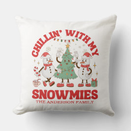 Cojín Decorativo Retro Chillin' Con Mis Navidades Snowmies