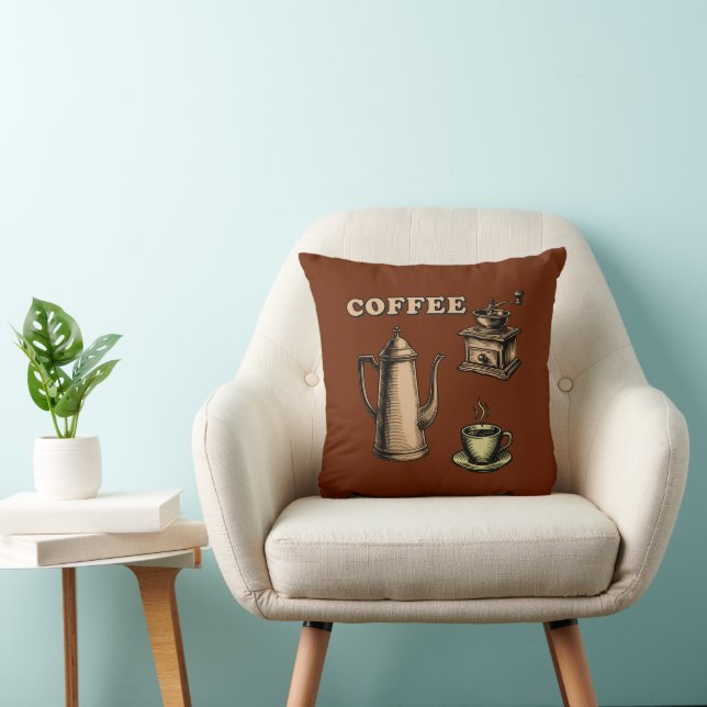 Cojín Decorativo Retro Coffee Cafe Pattern (Silla)