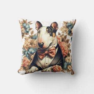 Cojín Decorativo Retro Cute Floral Bull Terrier