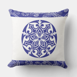 COJÍN DECORATIVO retro de CÍRCULO TRIBAL AZUL