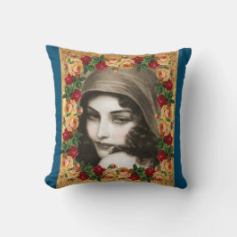 Cojín Decorativo Retro de color con encaje y flores