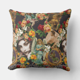 Cojín Decorativo Retro de color con encaje y flores