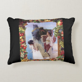 Cojín Decorativo Retro de color con encaje y flores