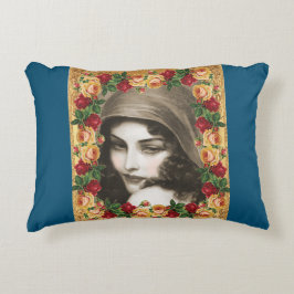 Cojín Decorativo Retro de color con encaje y flores