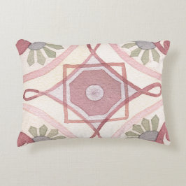Cojín Decorativo Retro de color lindo Patrón de acuarela verde rosa
