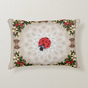 Cojín Decorativo Retro de cosecha colorida con encaje y flores