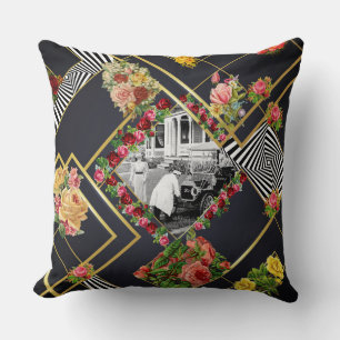 Cojín Decorativo Retro de cosecha colorida con encaje y flores