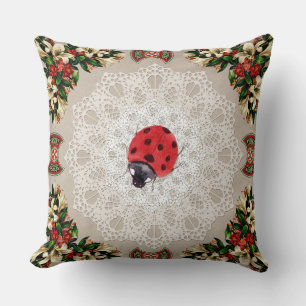 Cojín Decorativo Retro de cosecha colorida con encaje y flores