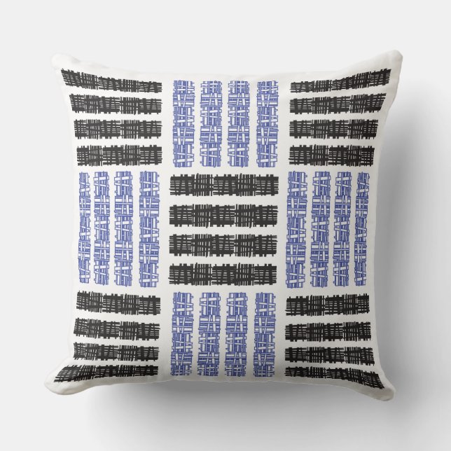 COJÍN DECORATIVO retro de DISEÑO BLUE CHECKERBOARD (Anverso)