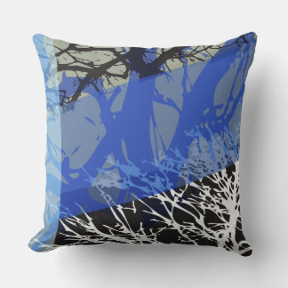 COJÍN DECORATIVO retro de DISEÑO DE ÁRBOLES AZULES