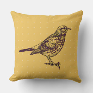 Cojín decorativo retro de DISEÑO DE AVES AMARILL