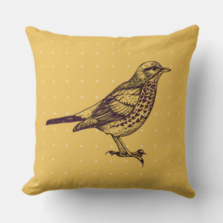 Cojín decorativo retro de DISEÑO DE AVES AMARILLO