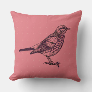Cojín decorativo retro de DISEÑO DE AVES ROJAS VIN
