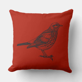 Cojín decorativo retro de DISEÑO DE AVES ROJAS VIN
