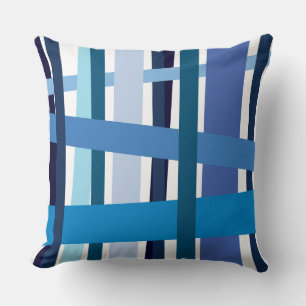 COJÍN DECORATIVO retro de DISEÑO DE LÍNEAS AZULES