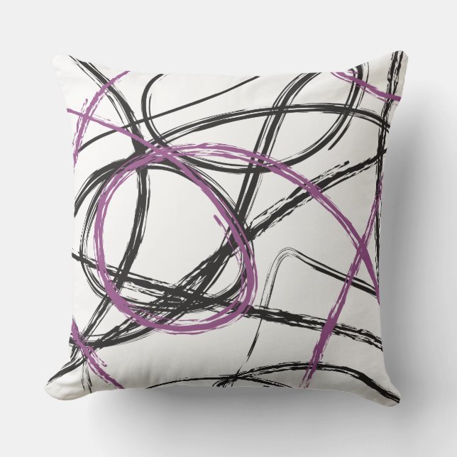 Cojín decorativo retro de DISEÑO DE LÍNEAS PURPLE (Anverso)