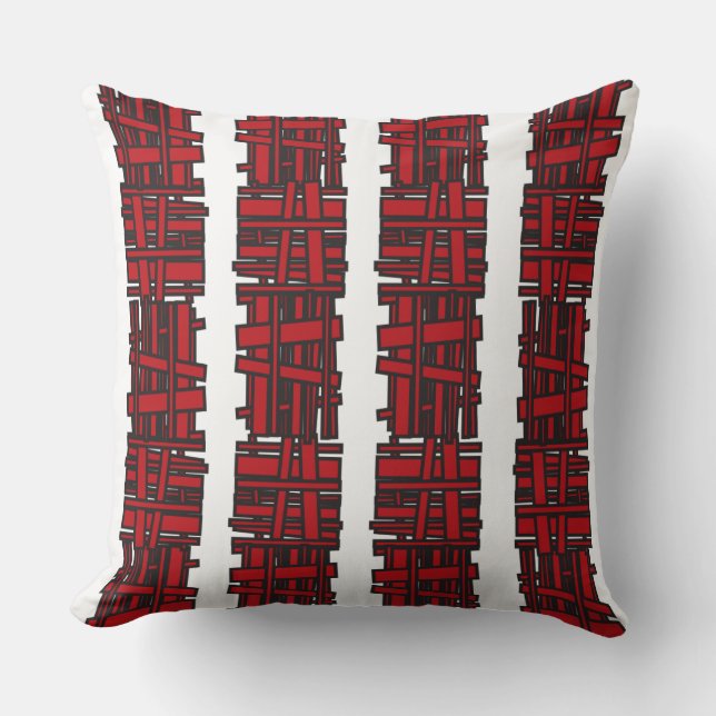 COJÍN DECORATIVO retro de DISEÑO OVERLAP ROJO (Anverso)