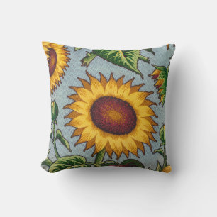 Cojín Decorativo retro de girasol vintage
