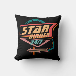 Cojín Decorativo Retro de letrero del espacio de la cena de la estr