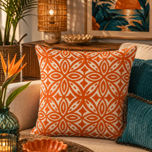 Cojín Decorativo Retro de mediados de siglo patrón hawaiano Tapa na