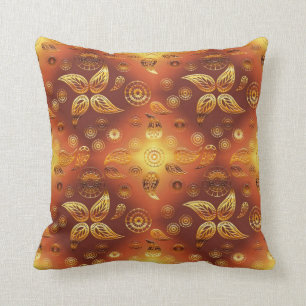 Cojín Decorativo Retro de oro floral bohemio