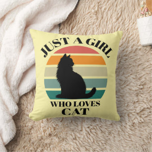 Cojín decorativo retro de silueta de gato estético