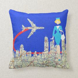 Cojín decorativo retro del asistente de vuelo