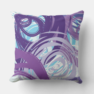Cojín decorativo retro del DISEÑO SPIRAL azul púrp