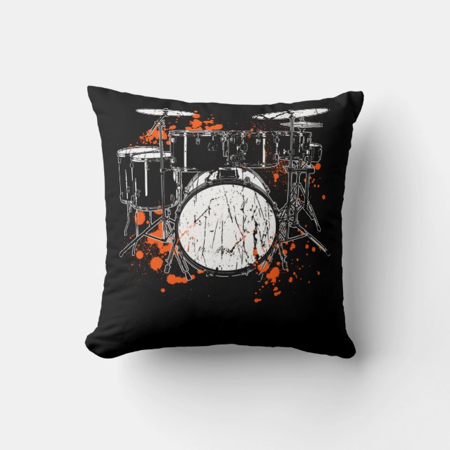 Cojín Decorativo Retro Drum Set Music Drummer (Anverso)