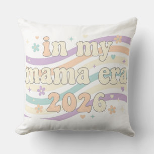 Cojín Decorativo Retro En Mi Era de Mamá 2026 Pastel Groovy Materni