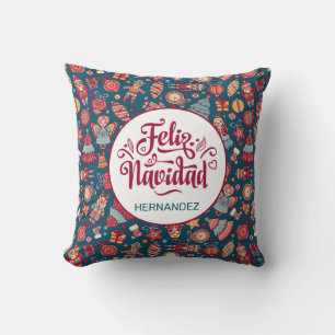 Cojín Decorativo Retro Feliz Navidad personalizada
