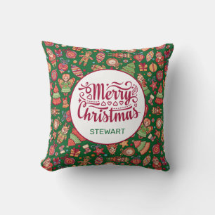 Cojín Decorativo Retro Feliz Navidad personalizada