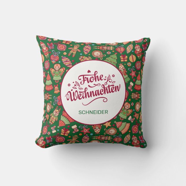 Cojín Decorativo Retro Feliz Navidad Personalizado (Anverso)
