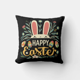 Cojín Decorativo Retro Floral Happy Easter Bunny Boho Spring