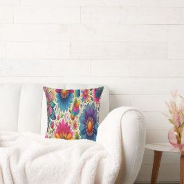 Cojín Decorativo Retro Floral Hippie Arcoíris